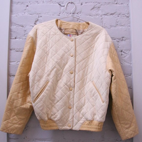 J.A.L Butter Yellow Leather Bomber. - Picture 1 of 4